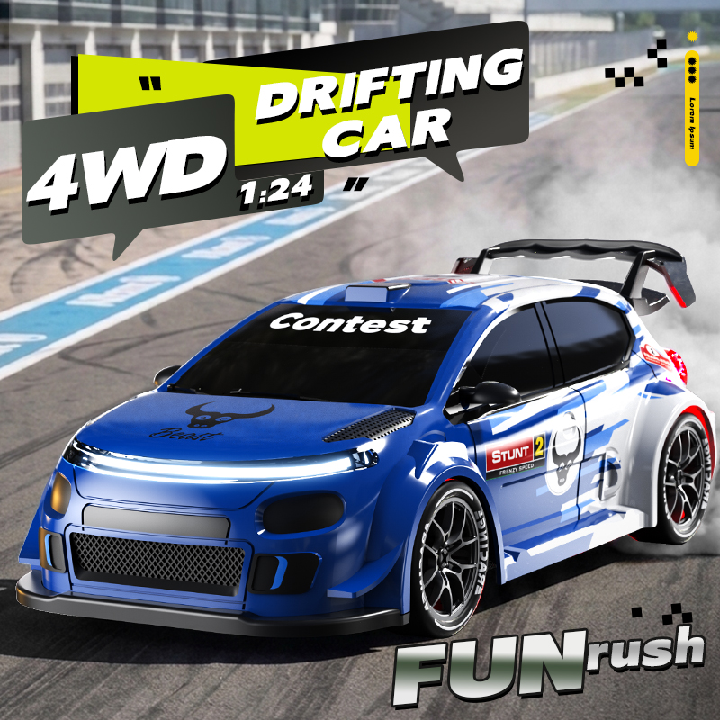 Rc Drift Car 1 24 Scale 4Wd - 1:24 Scale 4WD Drift RC Car